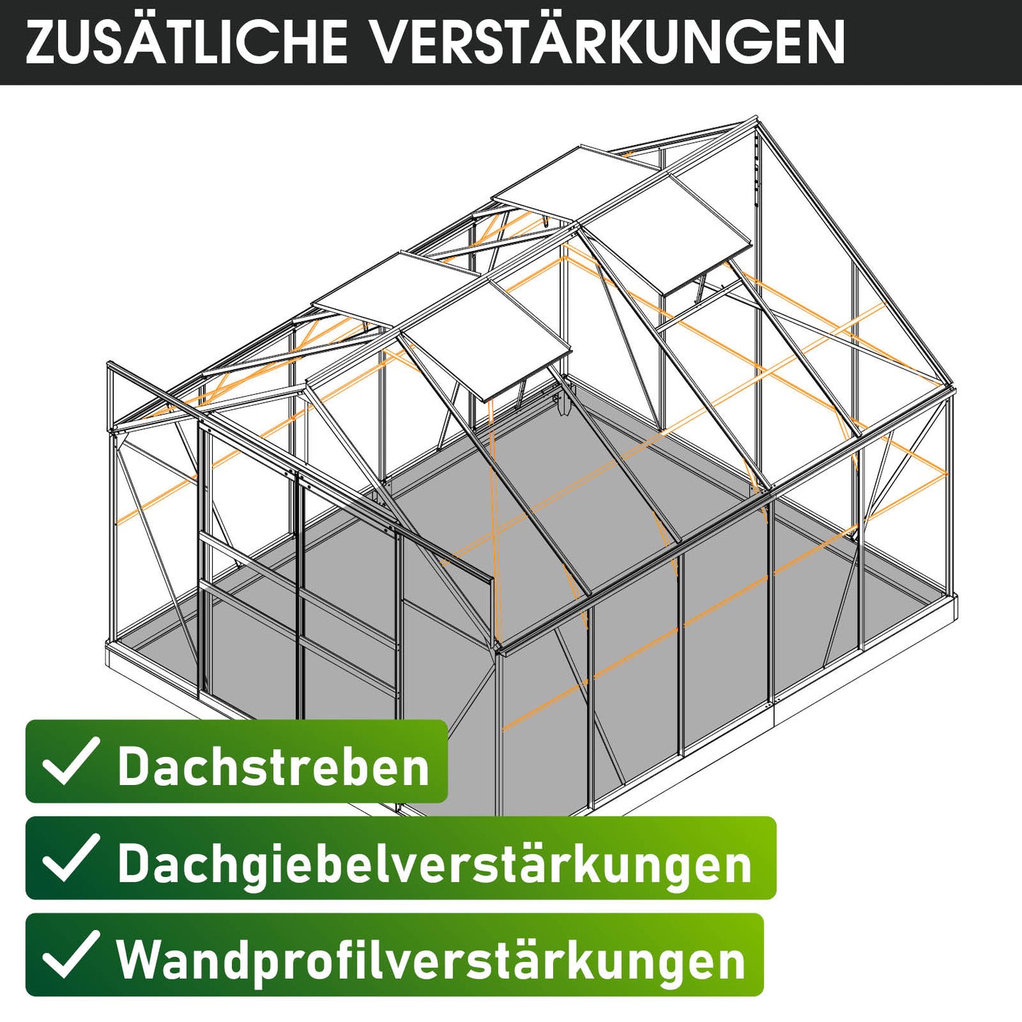BRAST Aluminium-Gewächshaus 310x205x235 Alu-Profile Grün