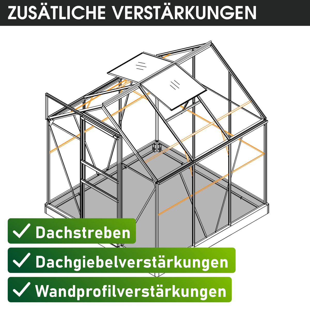 BRAST Aluminium-Gewächshaus 190x190x195 Anthrazit