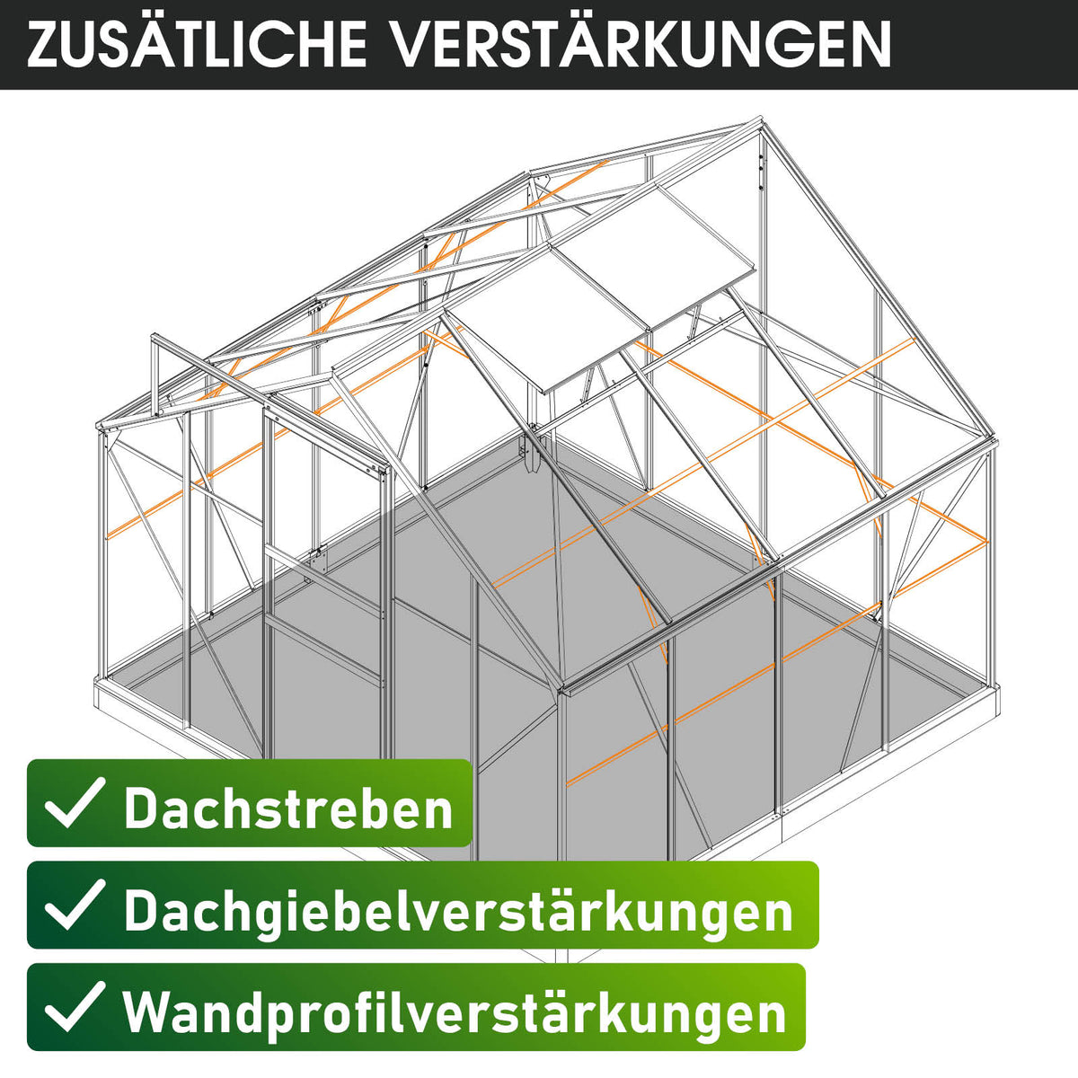 BRAST Aluminium-Gewächshaus 250x250x205 Anthrazit