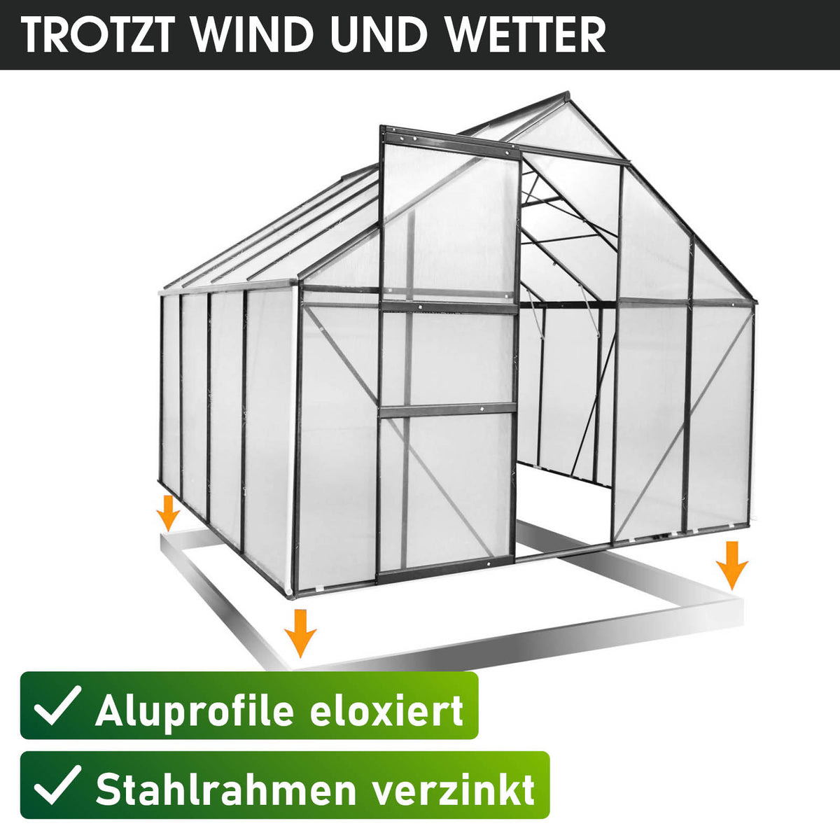 BRAST Aluminium-Gewächshaus 250x250x205 Anthrazit