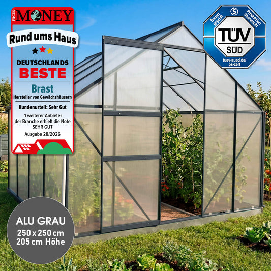 BRAST Aluminium-Gewächshaus 250x250x205 Anthrazit