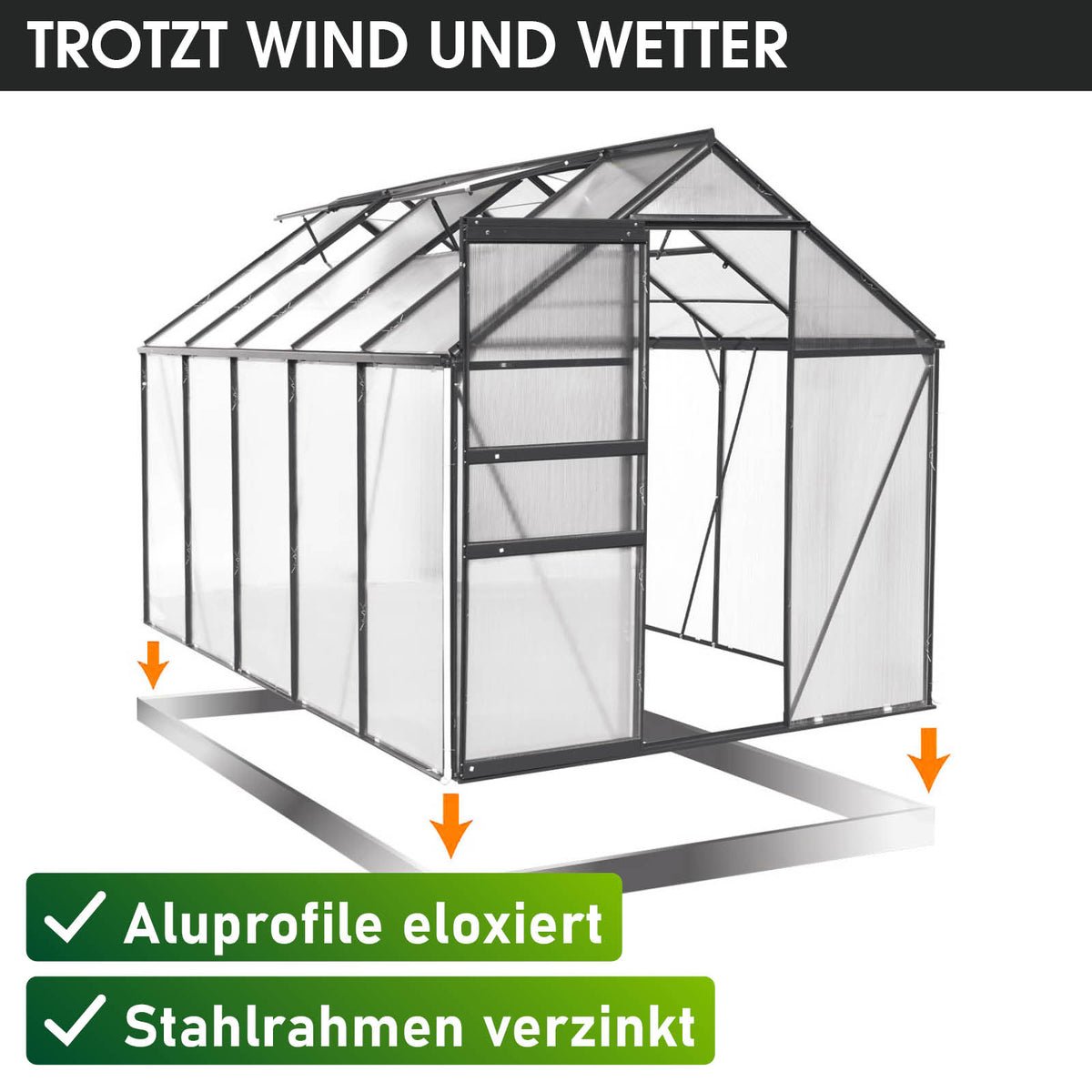 BRAST Aluminium-Gewächshaus 310x190x195 Anthrazit