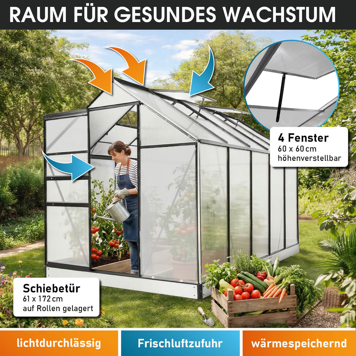 BRAST Aluminium-Gewächshaus 310x190x195 Anthrazit