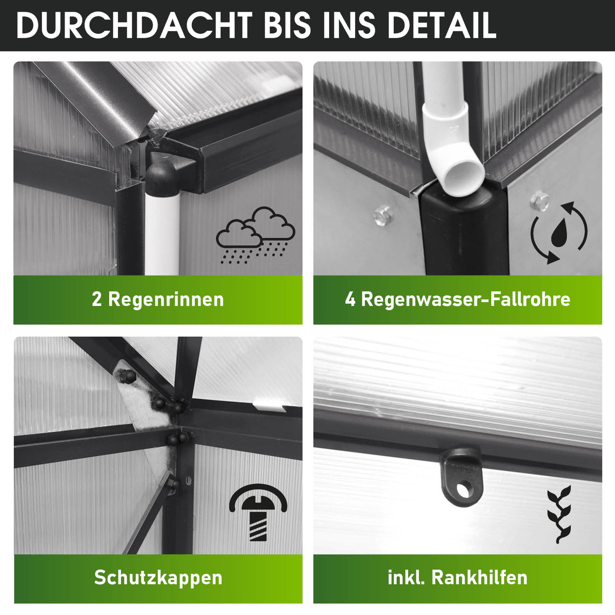 BRAST Aluminium-Gewächshaus 310x250x205 Anthrazit