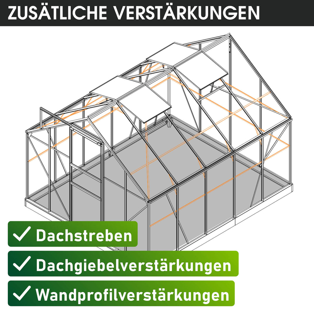BRAST Aluminium-Gewächshaus 310x250x205 Anthrazit
