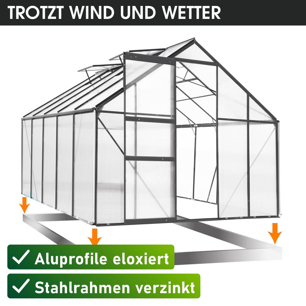 BRAST Aluminium-Gewächshaus 310x250x205 Anthrazit