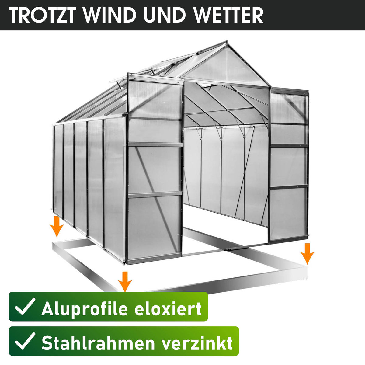 BRAST Aluminium-Gewächshaus 310x250x235 Anthrazit