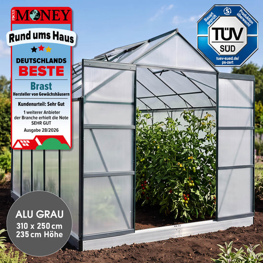 BRAST Aluminium-Gewächshaus 310x250x235 Anthrazit