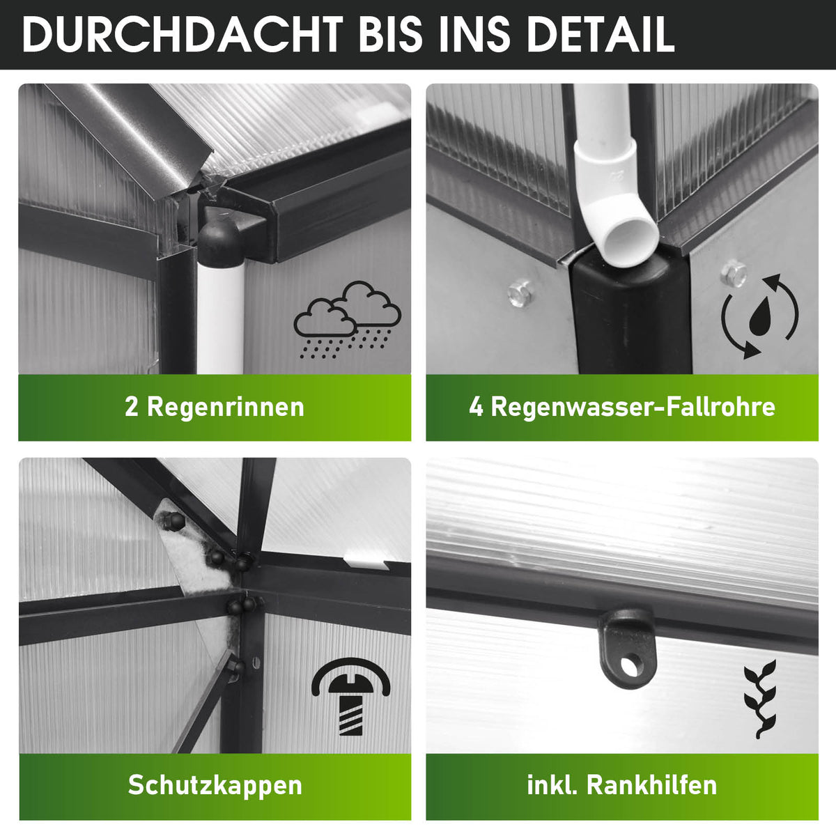 BRAST Aluminium-Gewächshaus 380x190x195 Anthrazit