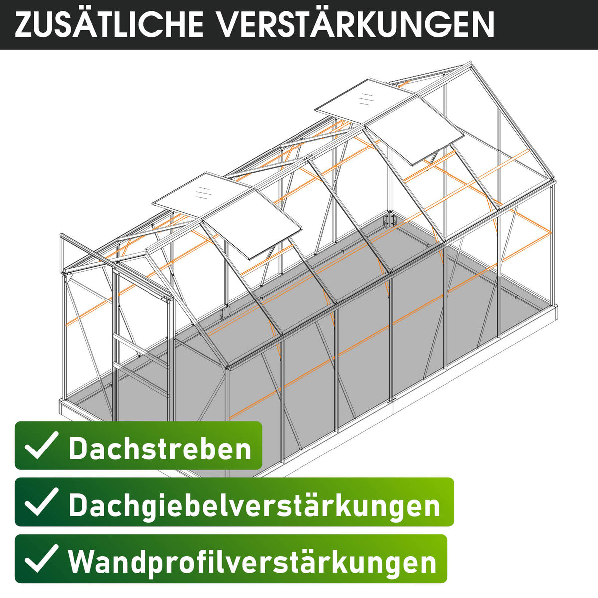 BRAST Aluminium-Gewächshaus 380x190x195 Anthrazit