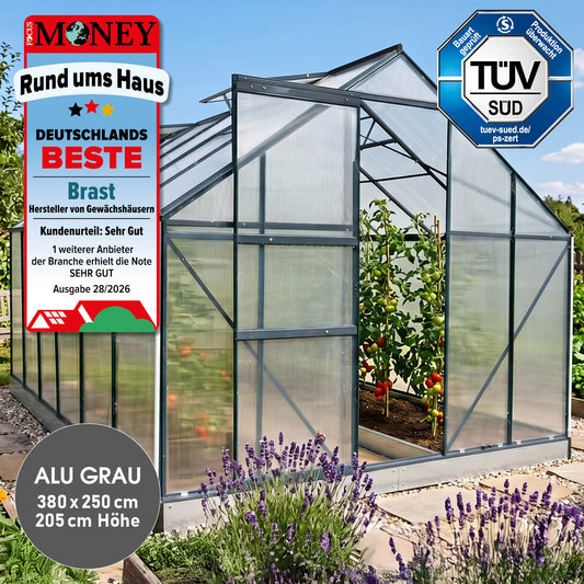 BRAST Aluminium-Gewächshaus 380x250x205 Anthrazit