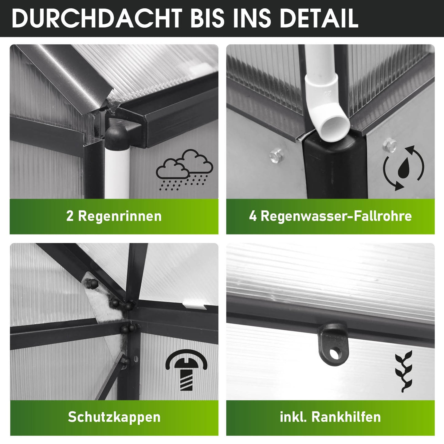 BRAST Aluminium-Gewächshaus 380x250x235 Anthrazit