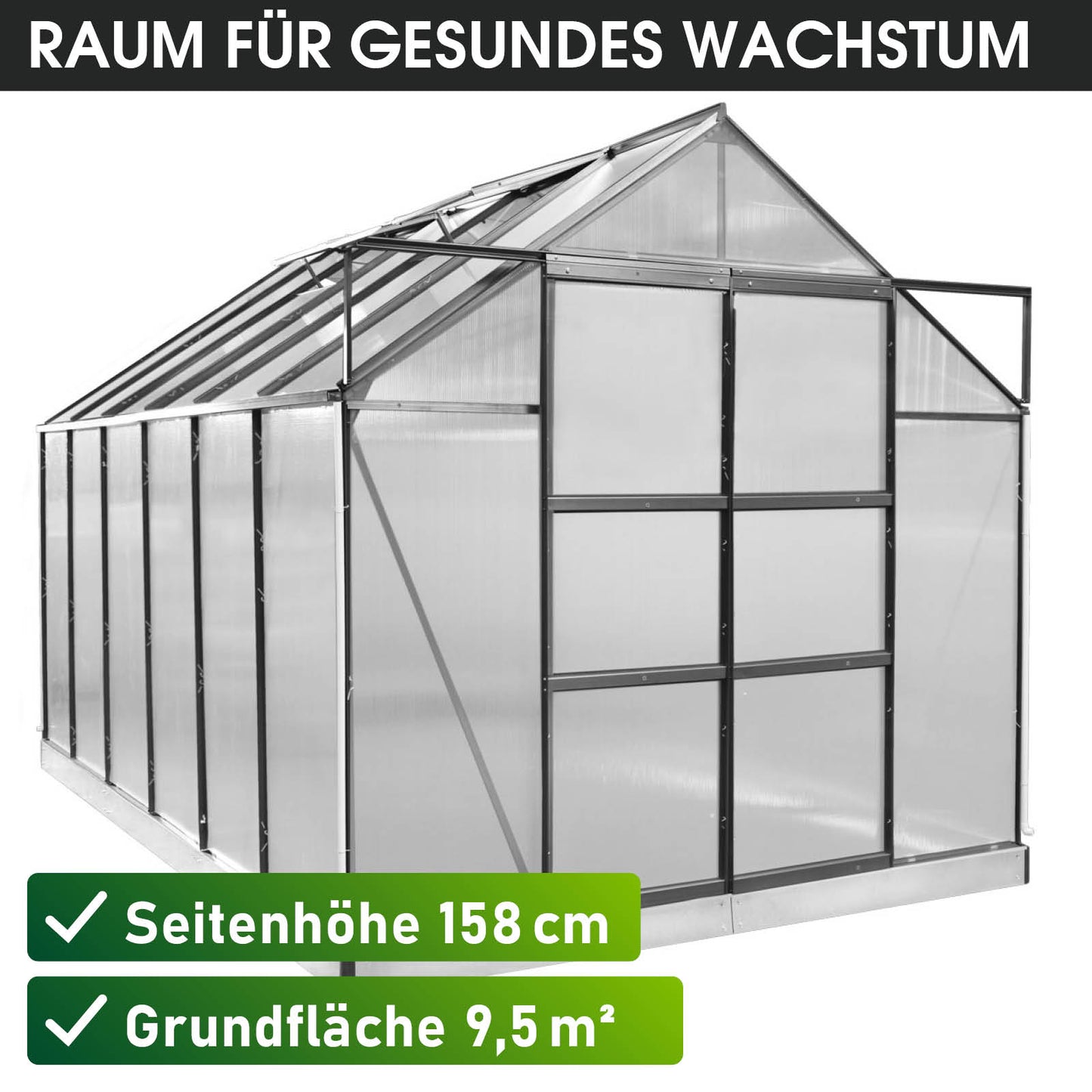 BRAST Aluminium-Gewächshaus 380x250x235 Anthrazit