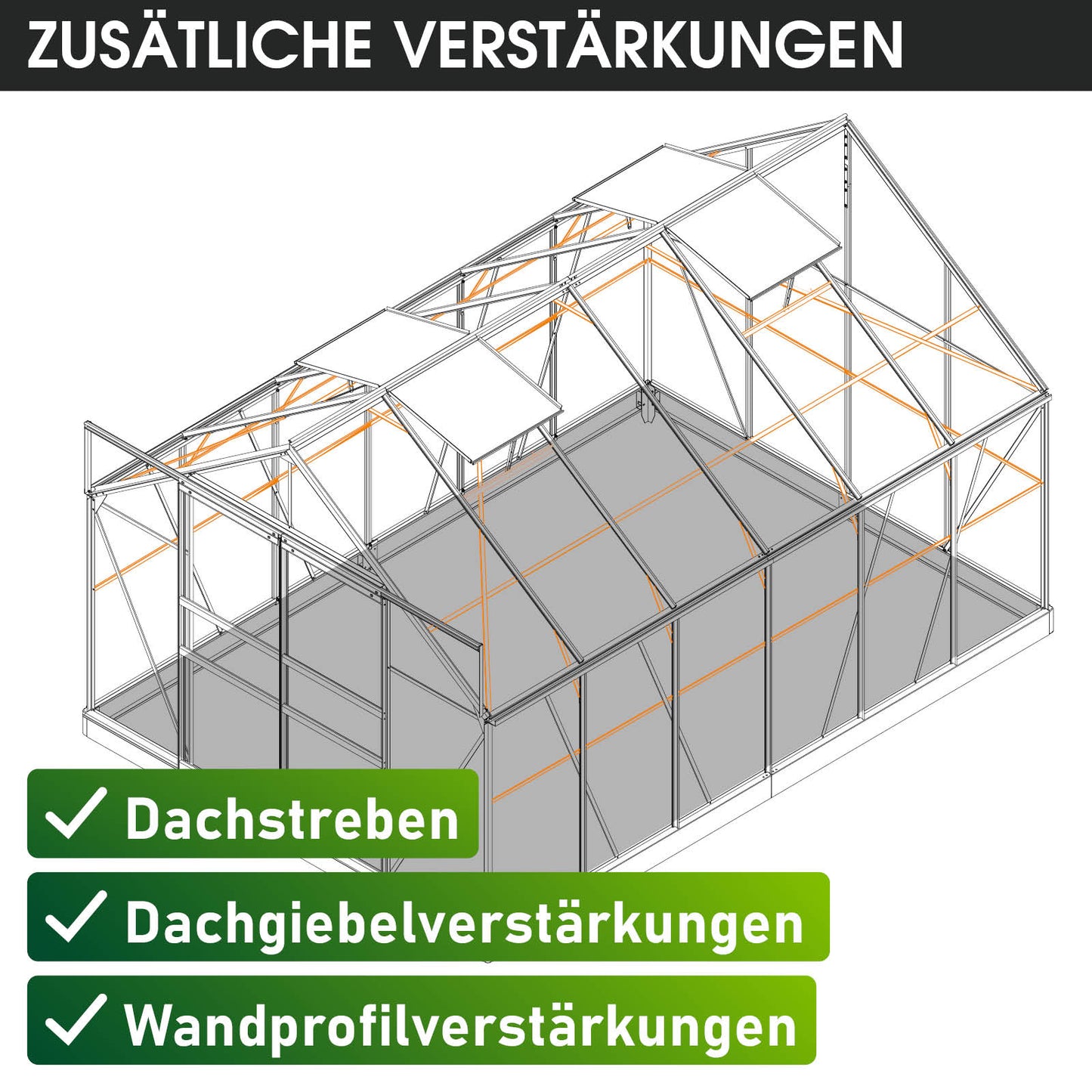 BRAST Aluminium-Gewächshaus 380x250x235 Anthrazit