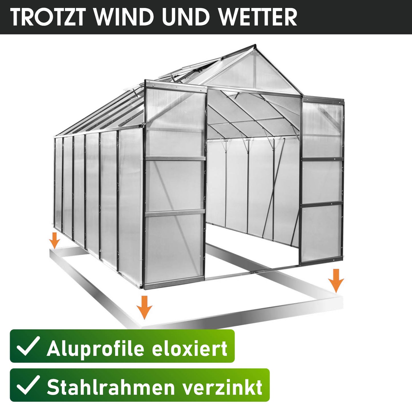 BRAST Aluminium-Gewächshaus 380x250x235 Anthrazit