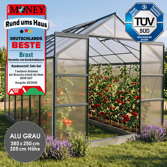 BRAST Aluminium-Gewächshaus 380x250x235 Anthrazit