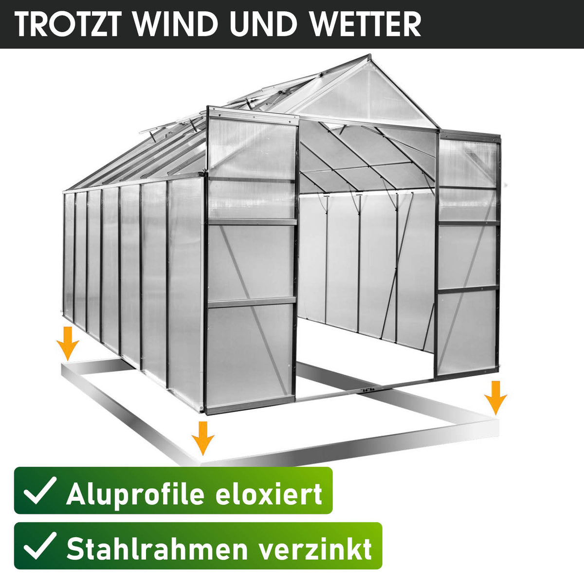 BRAST Aluminium-Gewächshaus 430x250x235 Anthrazit