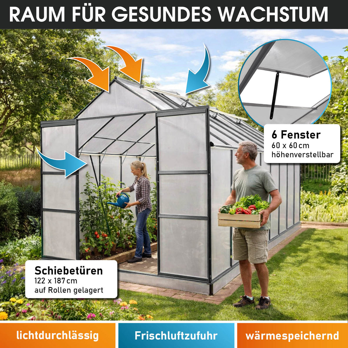 BRAST Aluminium-Gewächshaus 430x250x235 Anthrazit