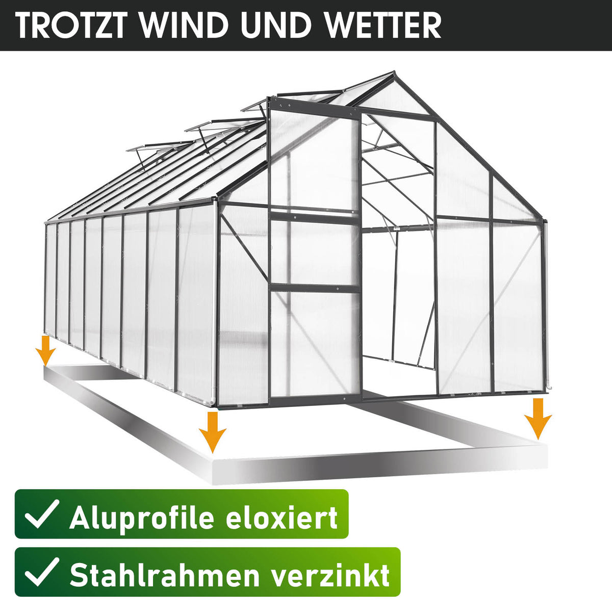 BRAST Aluminium-Gewächshaus 490x250x205 Anthrazit