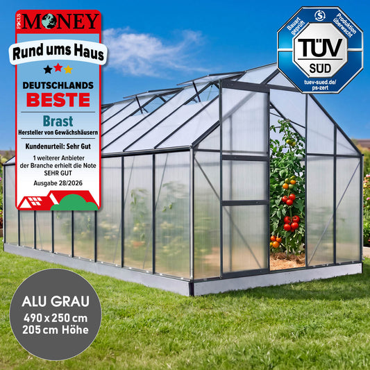 BRAST Aluminium-Gewächshaus 490x250x205 Anthrazit