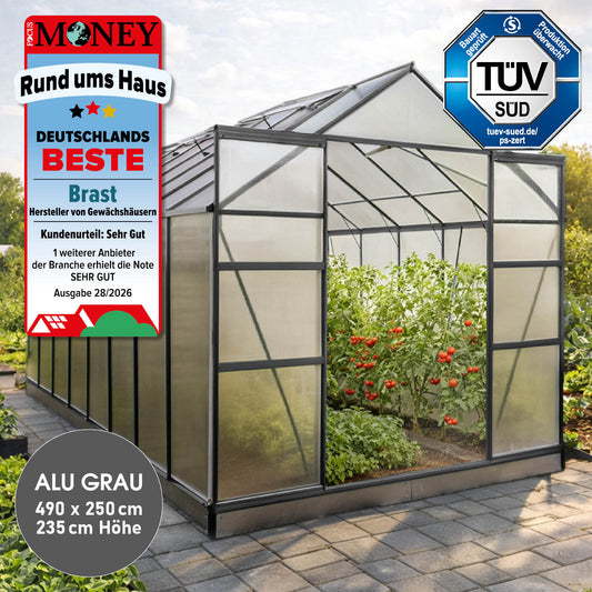 BRAST Aluminium-Gewächshaus 490x250x235 Anthrazit