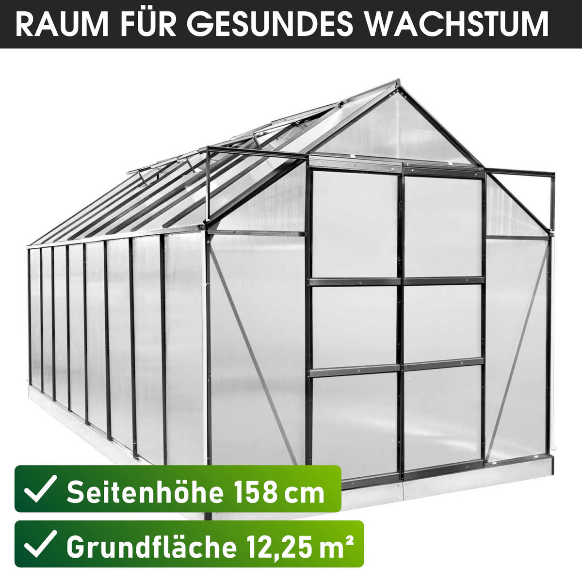 BRAST Aluminium-Gewächshaus 490x250x235 Anthrazit