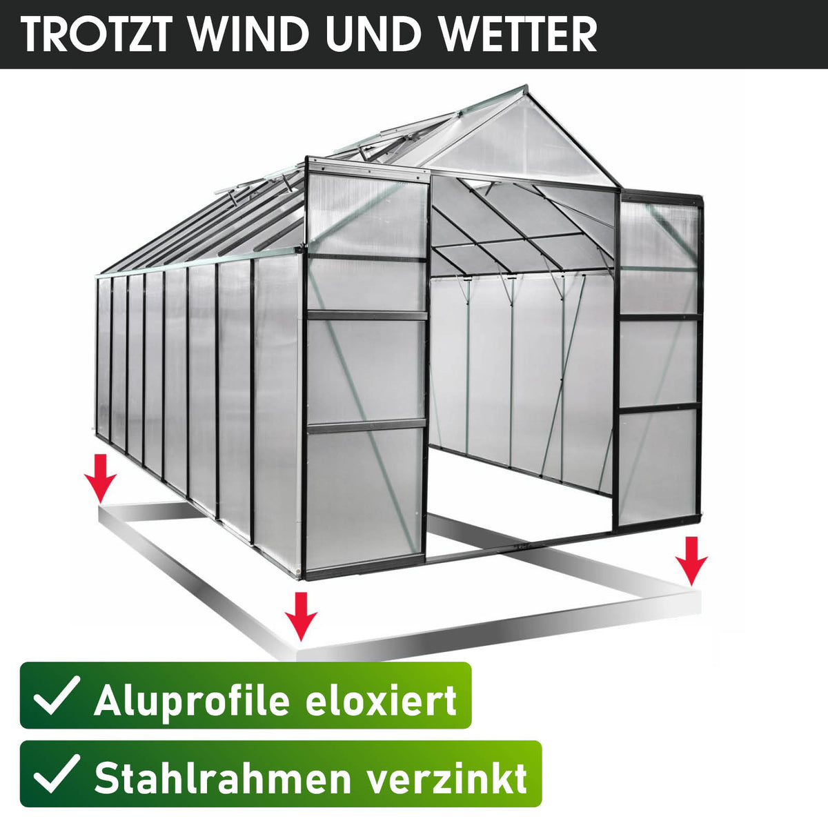 BRAST Aluminium-Gewächshaus 490x250x235 Anthrazit