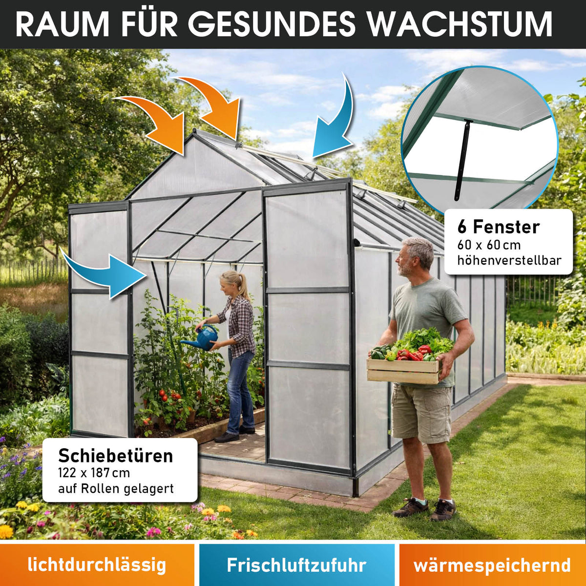BRAST Aluminium-Gewächshaus 490x250x235 Anthrazit