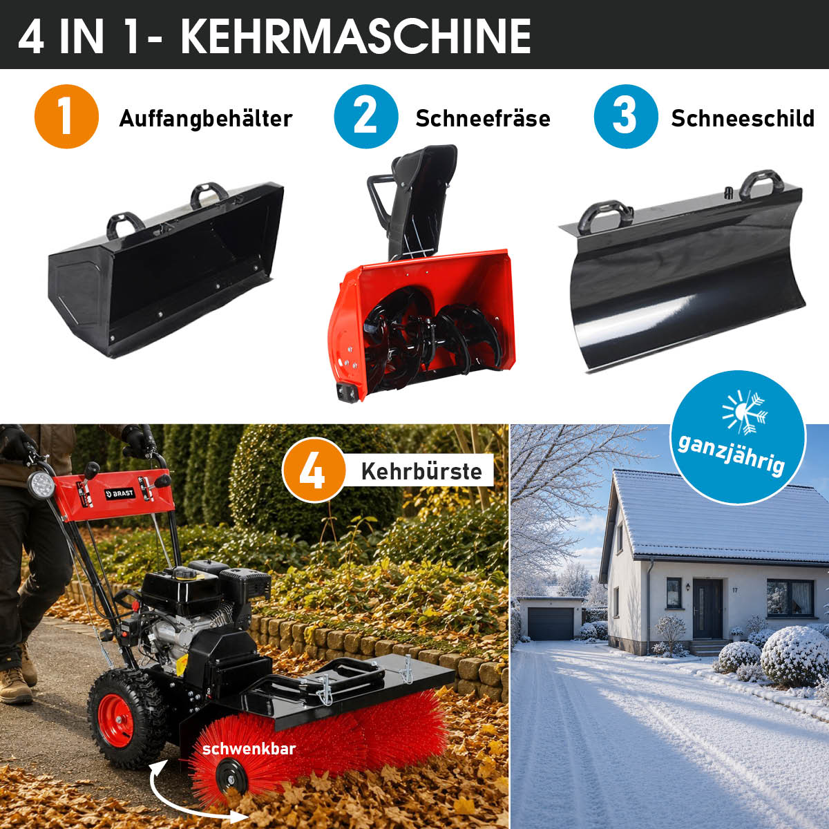 BRAST Benzin Kehrmaschine 4in1 4100 ESTART