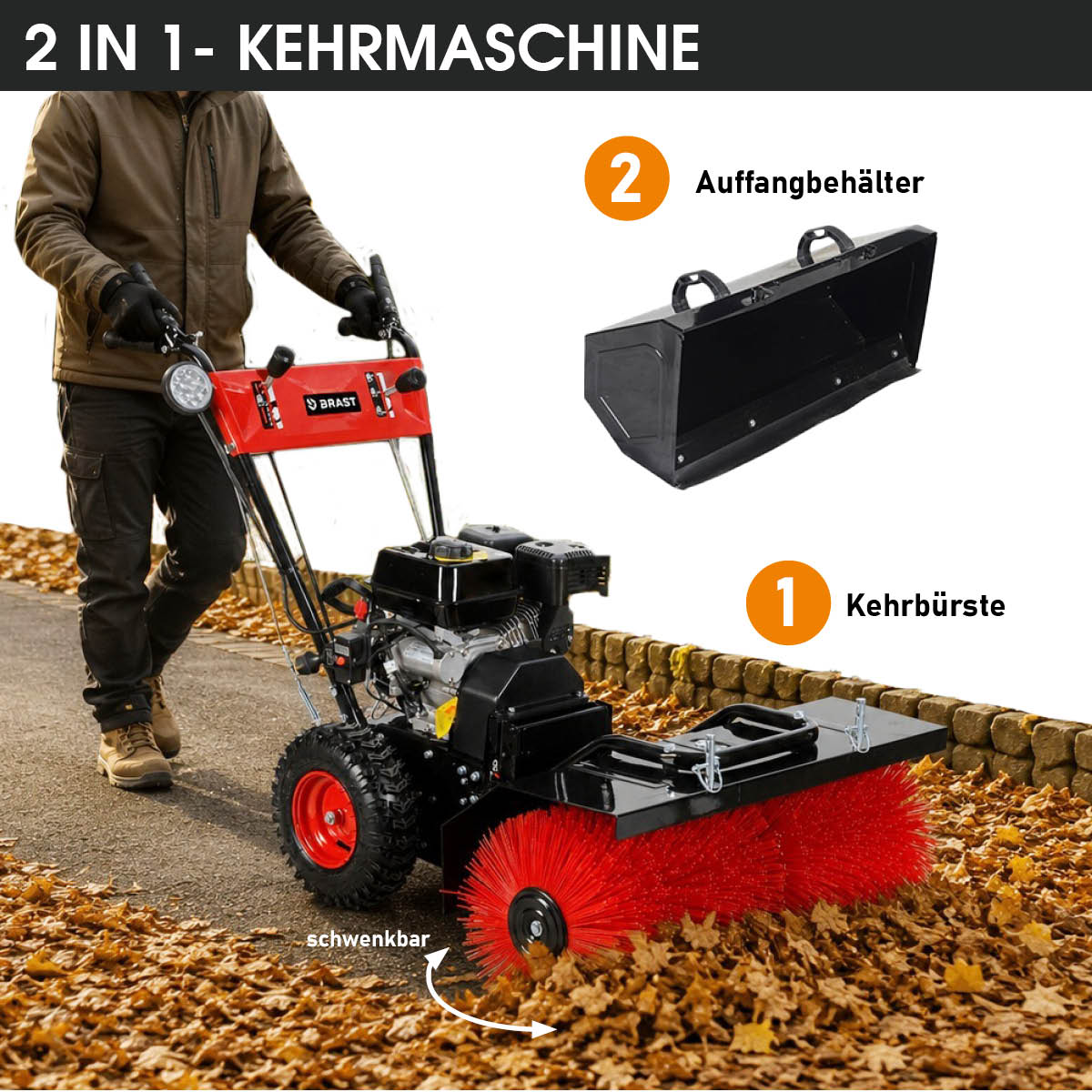 BRAST Benzin Kehrmaschine 2in1 2100