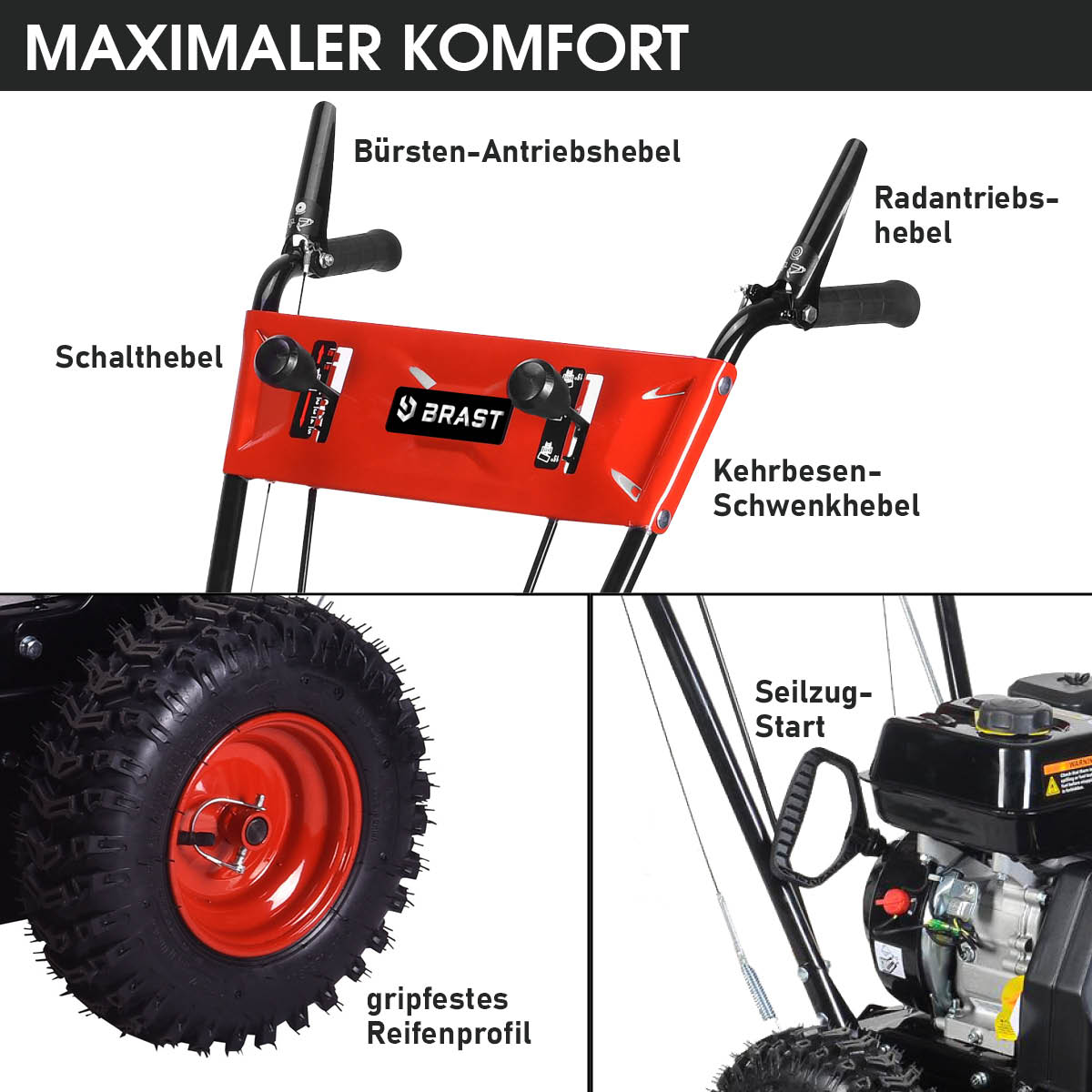 BRAST Benzin Kehrmaschine 2in1 2100