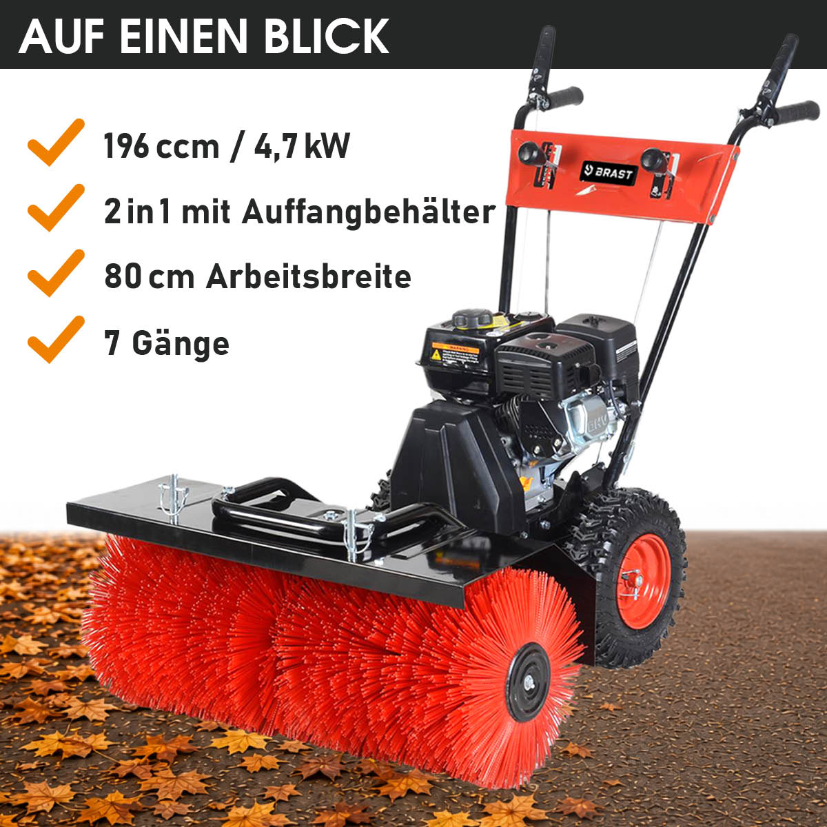 BRAST Benzin Kehrmaschine 2in1 2100