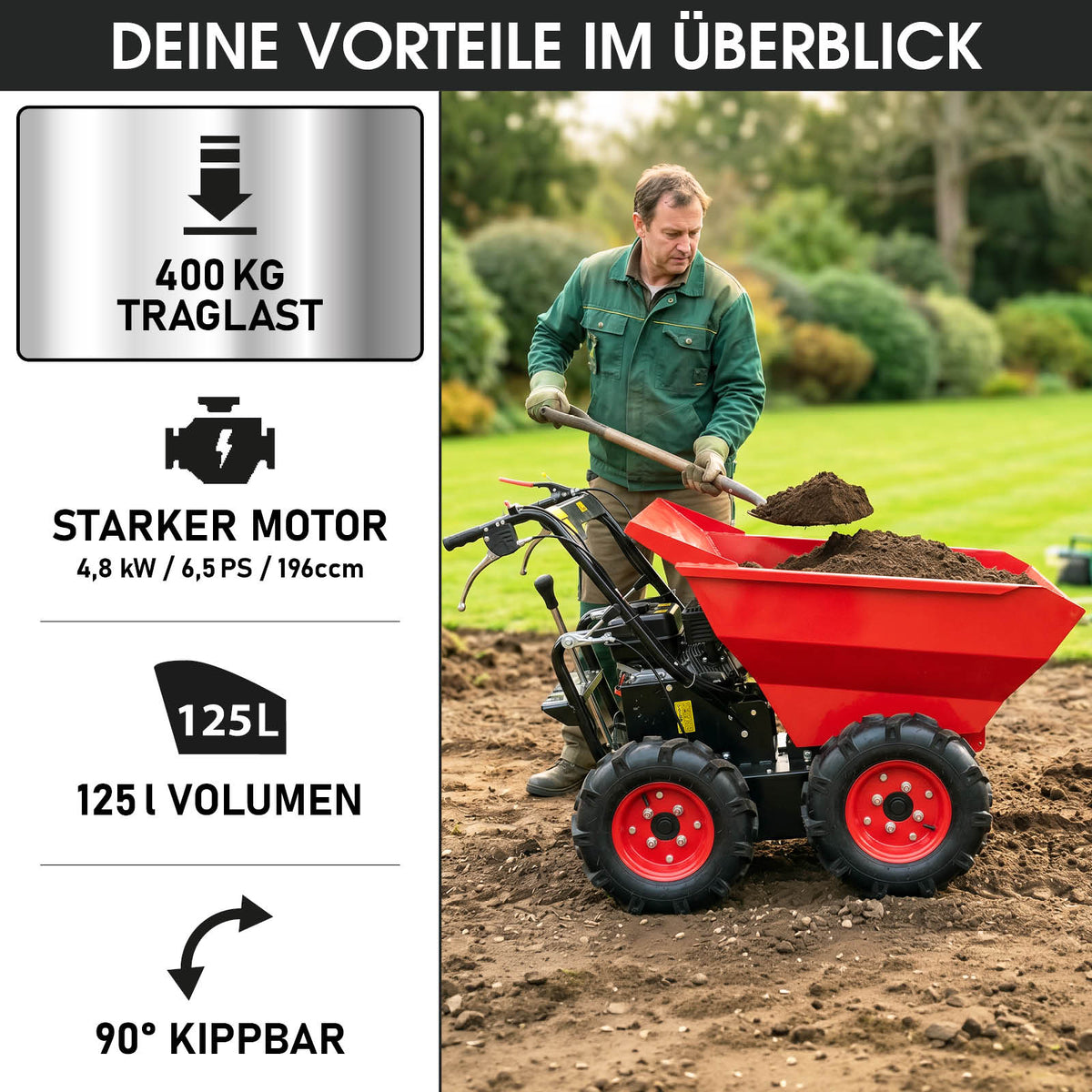BRAST Benzin Motorschubkarre 6500