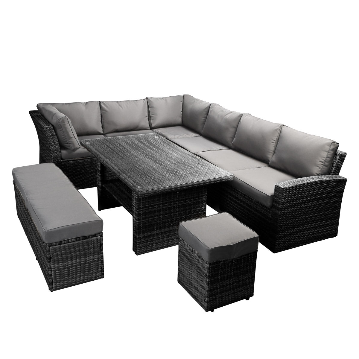 Polyrattan Sofa Essgruppe HOLIDAYS schwarz/grau