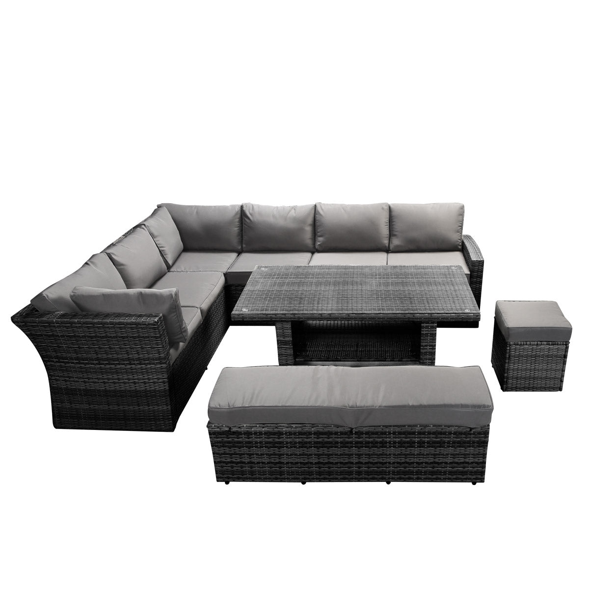 Polyrattan Sofa Essgruppe HOLIDAYS schwarz/grau