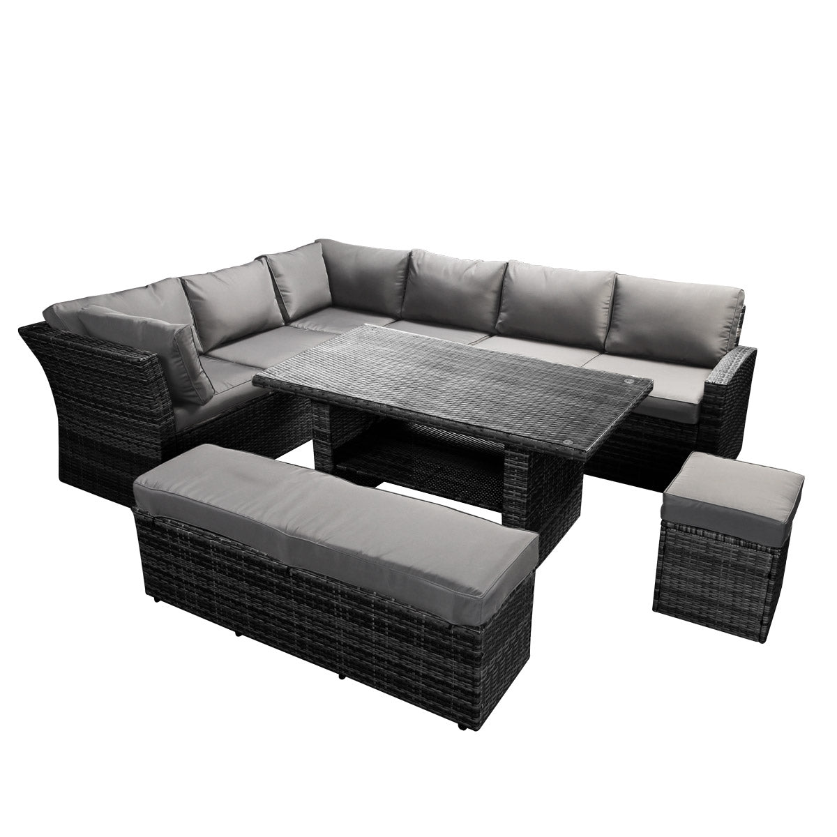Polyrattan Sofa Essgruppe HOLIDAYS schwarz/grau