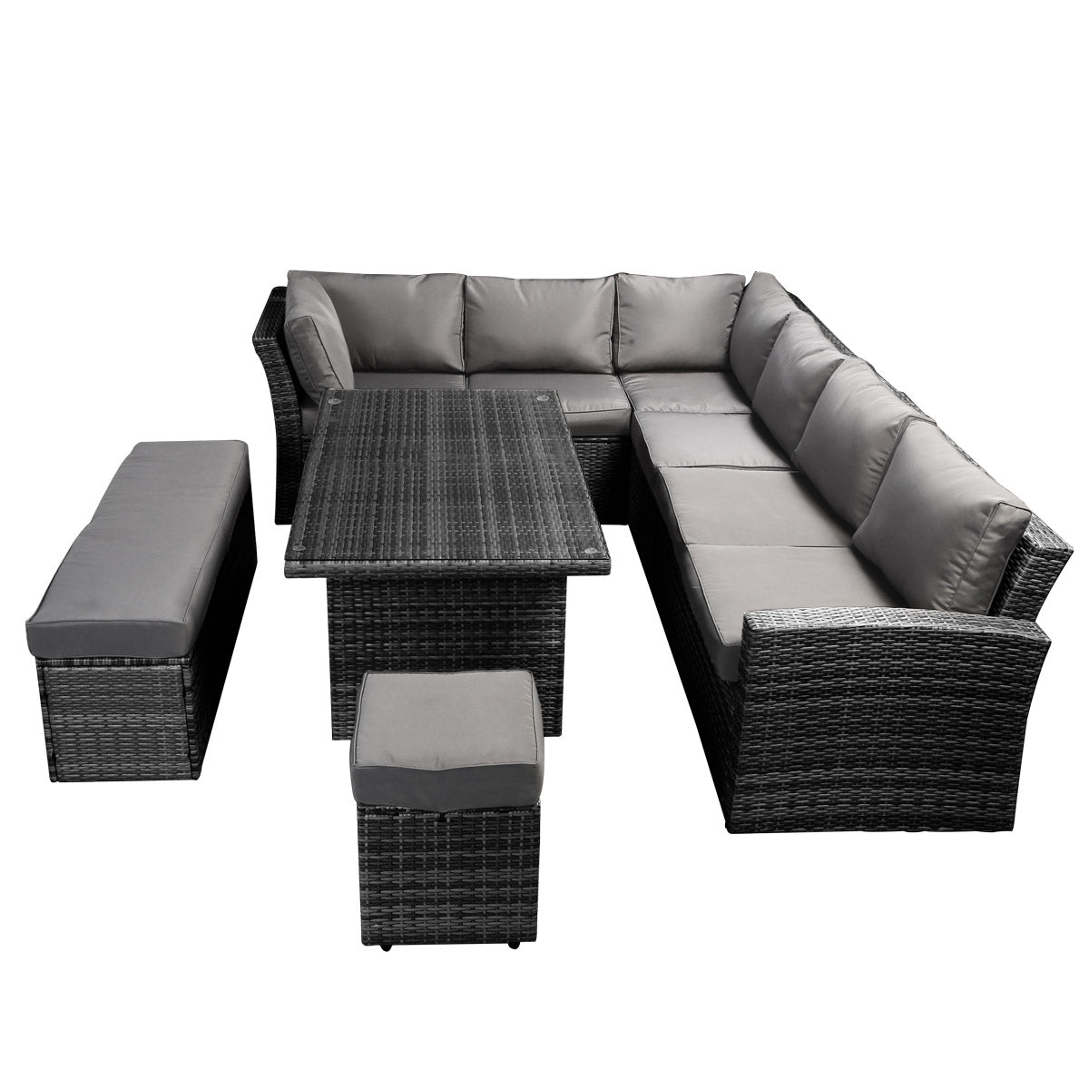 Polyrattan Sofa Essgruppe HOLIDAYS schwarz/grau