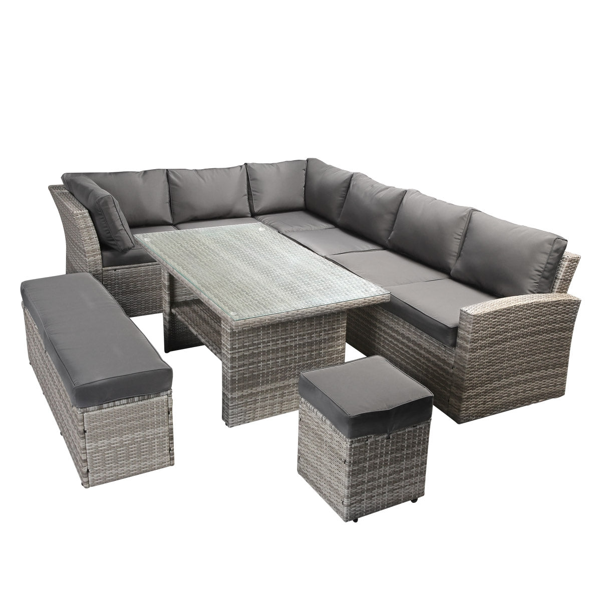 Polyrattan Sofa Essgruppe HOLIDAYS grau/anthrazit