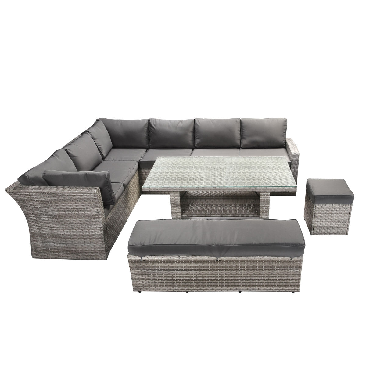 Polyrattan Sofa Essgruppe HOLIDAYS grau/anthrazit
