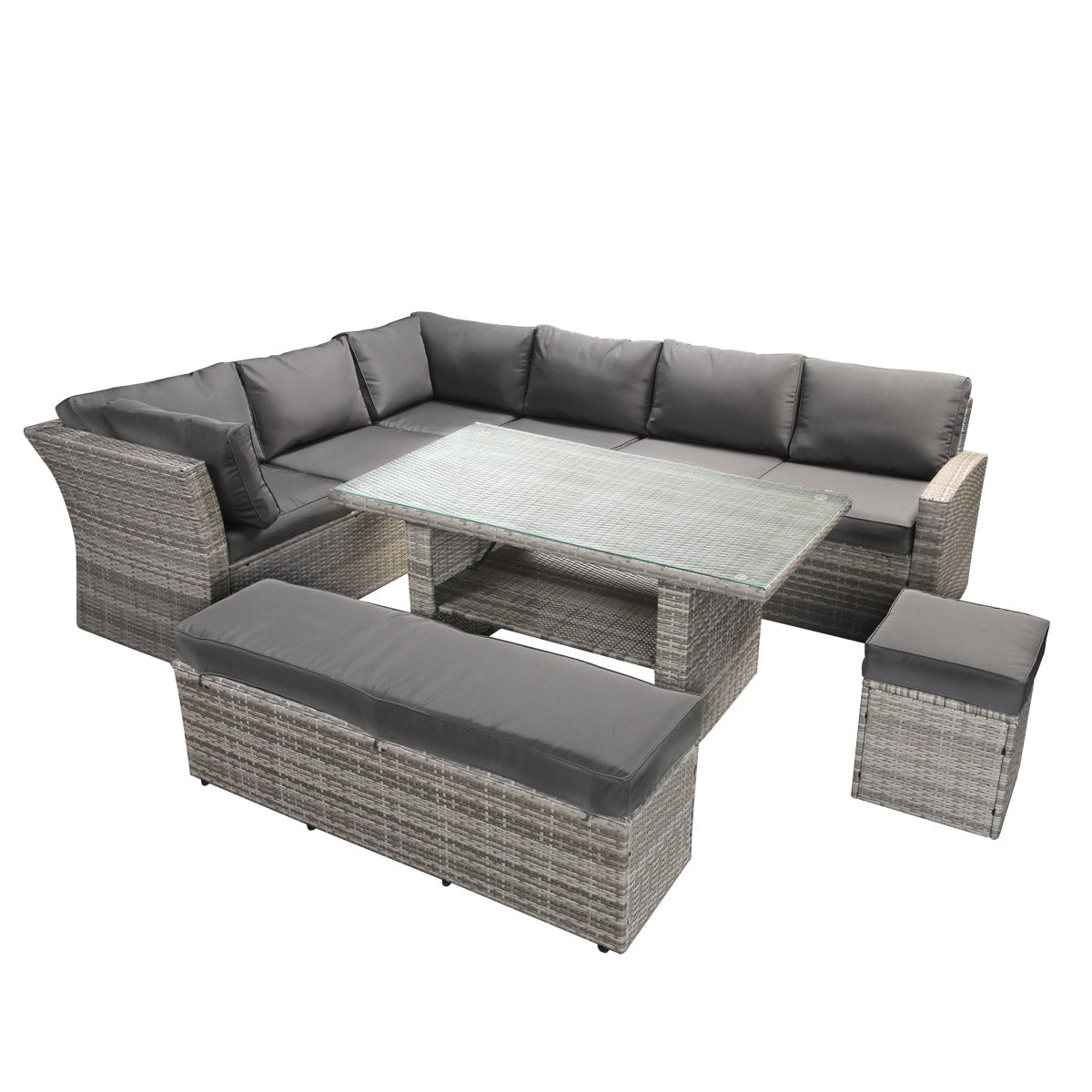 Polyrattan Sofa Essgruppe HOLIDAYS grau/anthrazit