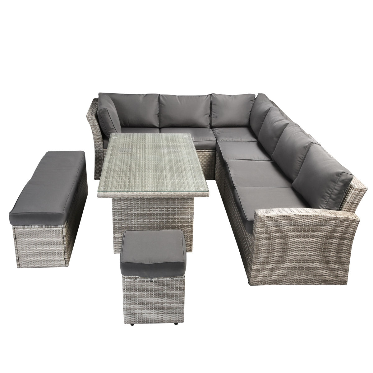 Polyrattan Sofa Essgruppe HOLIDAYS grau/anthrazit