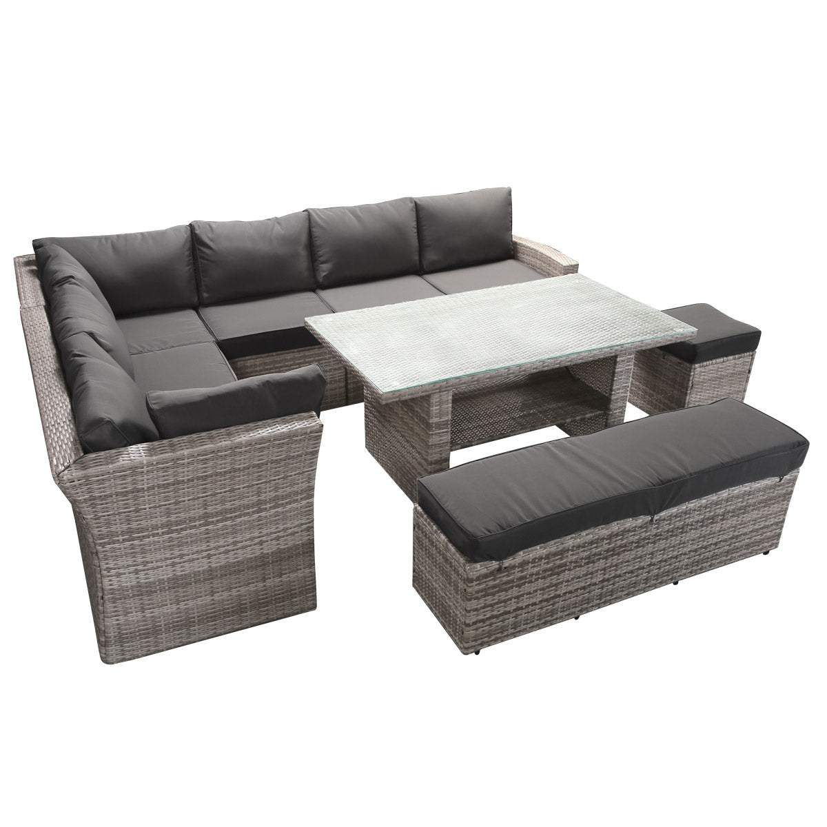 Polyrattan Sofa Essgruppe HOLIDAYS grau/anthrazit