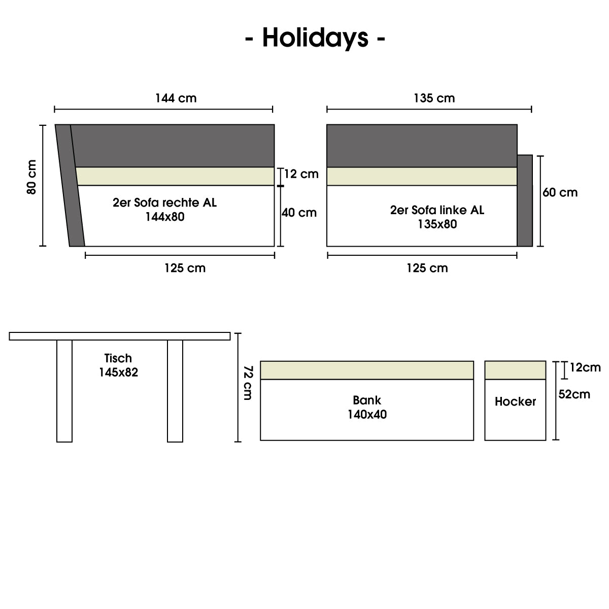 Polyrattan Sofa Essgruppe HOLIDAYS braun/cappuccino