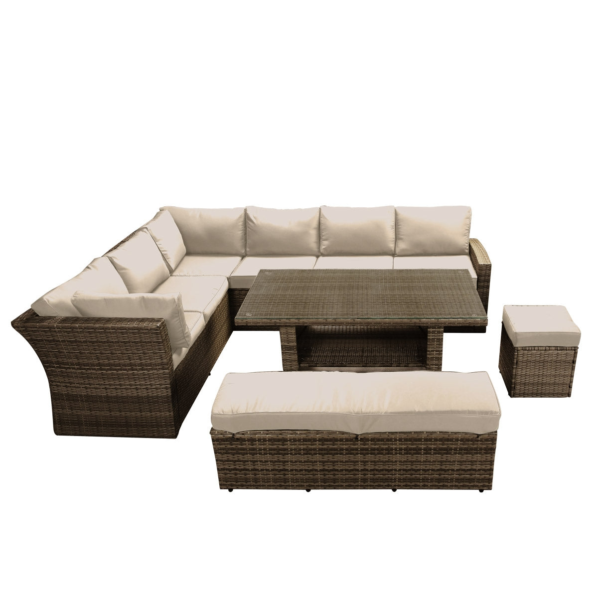 Polyrattan Sofa Essgruppe HOLIDAYS braun/cappuccino