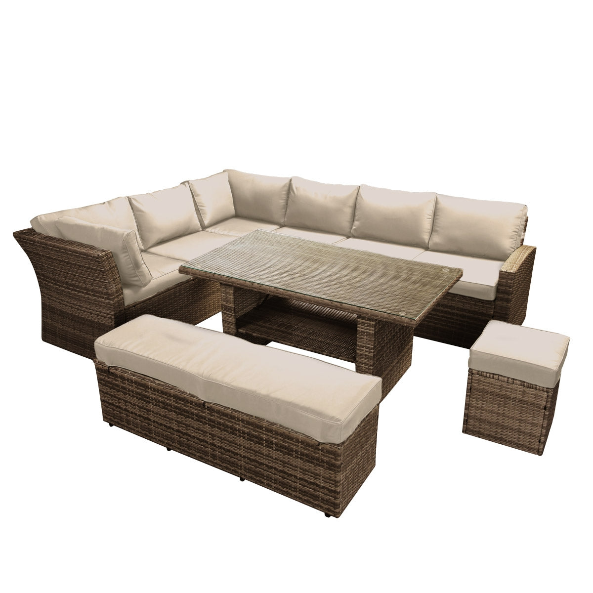 Polyrattan Sofa Essgruppe HOLIDAYS braun/cappuccino