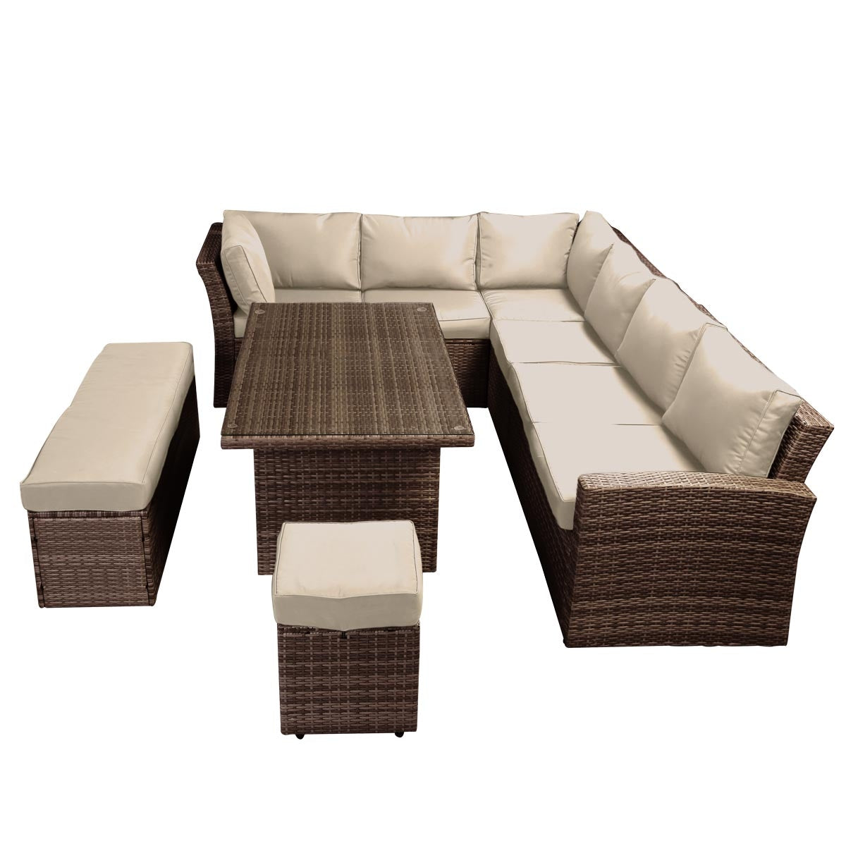 Polyrattan Sofa Essgruppe HOLIDAYS braun/cappuccino
