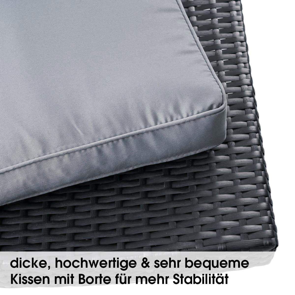 Polyrattan Sofa Essgruppe HOLIDAYS schwarz/grau