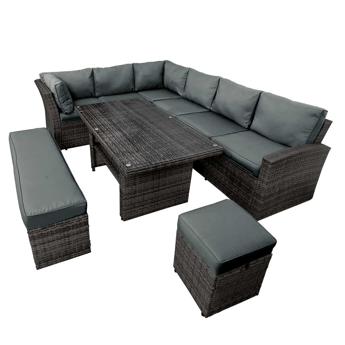 Polyrattan Sofa Essgruppe HOLIDAYS schwarz/grau