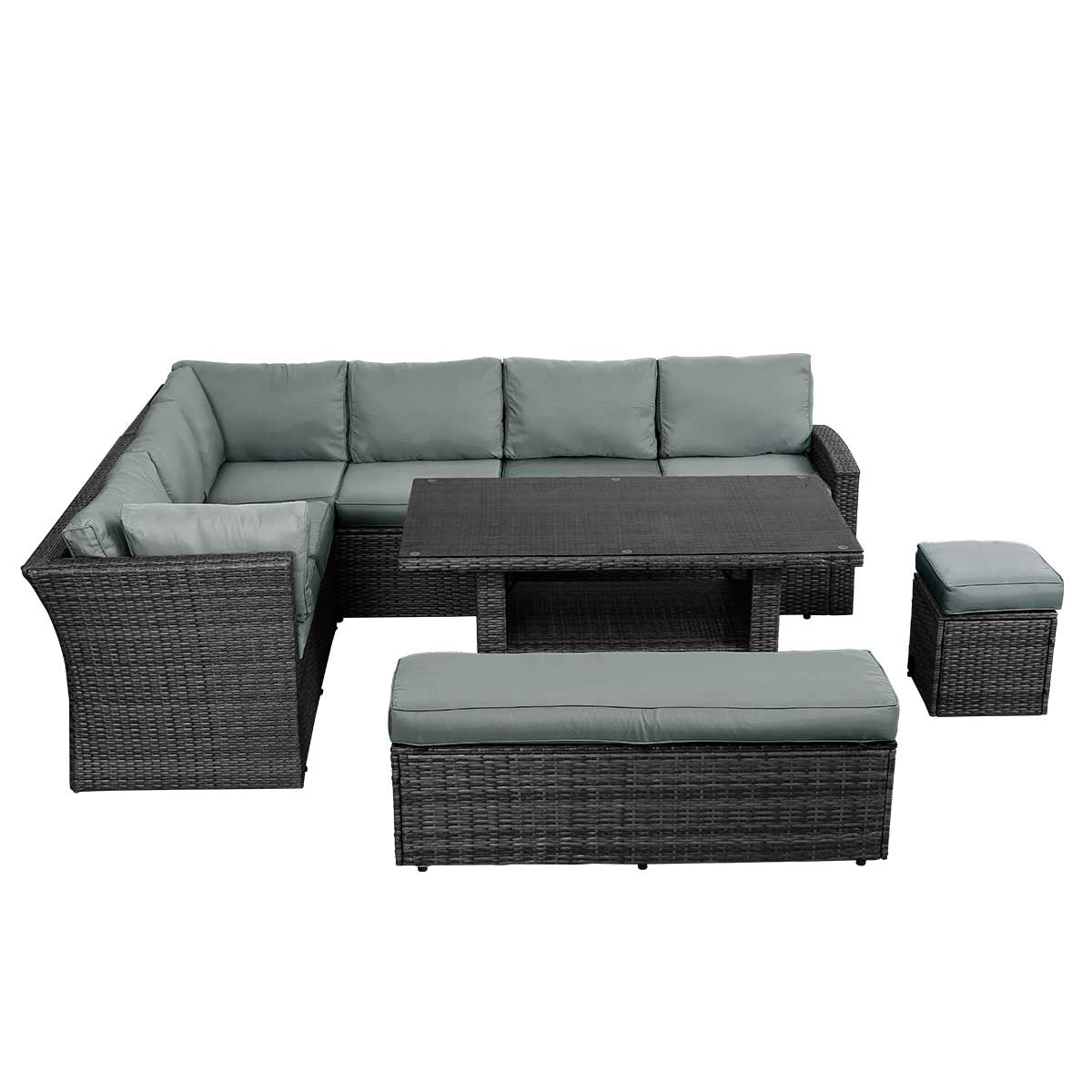 Polyrattan Sofa Essgruppe HOLIDAYS schwarz/grau