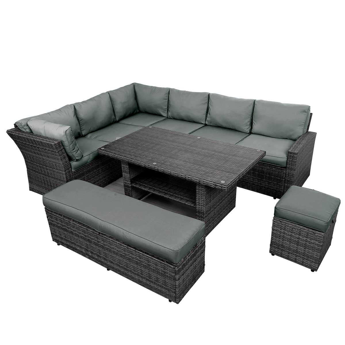 Polyrattan Sofa Essgruppe HOLIDAYS schwarz/grau